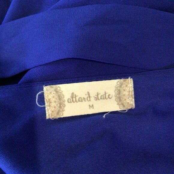 Altar'd State Royal Blue Scalloped Shoulder Midi Swing Dress Size M - Picture 5 of 7